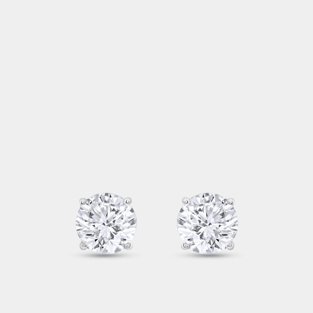Gilded 1 and 1/4 Carat Lab-Grown Diamond Round-Shaped Classic Solitaire Studs