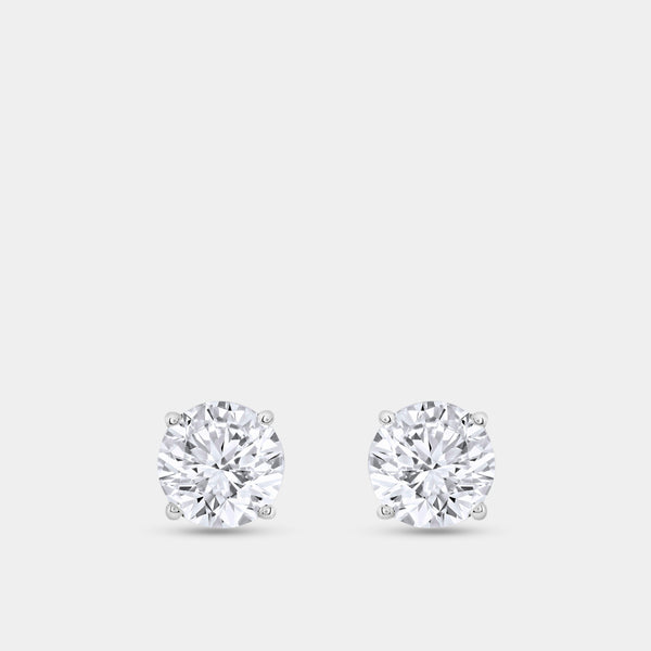 1 and 1/4 Carat Lab-Grown Diamond Round-Shaped Classic Solitaire Studs — GILDED New York
