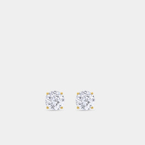 Gilded 1 and 1/4 Carat Lab-Grown Diamond Round-Shaped Classic Solitaire Studs