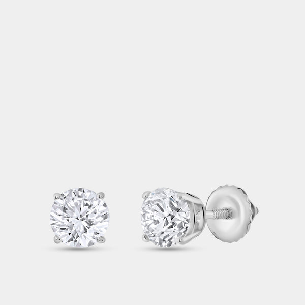 1 and 1/4 Carat Lab-Grown Diamond Round-Shaped Classic Solitaire Studs — GILDED New York