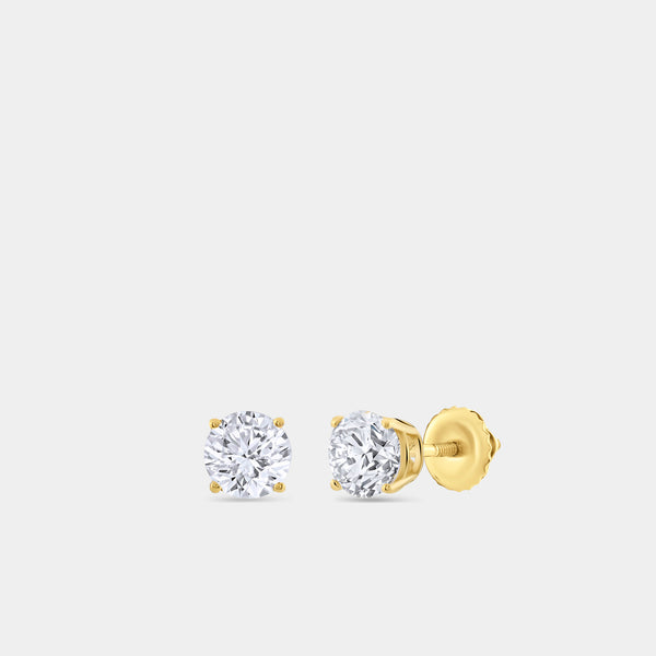 1 and 1/4 Carat Lab-Grown Diamond Round-Shaped Classic Solitaire Studs — GILDED New York