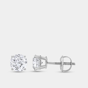 Gilded 1 and 1/4 Carat Lab-Grown Diamond Round-Shaped Classic Solitaire Studs