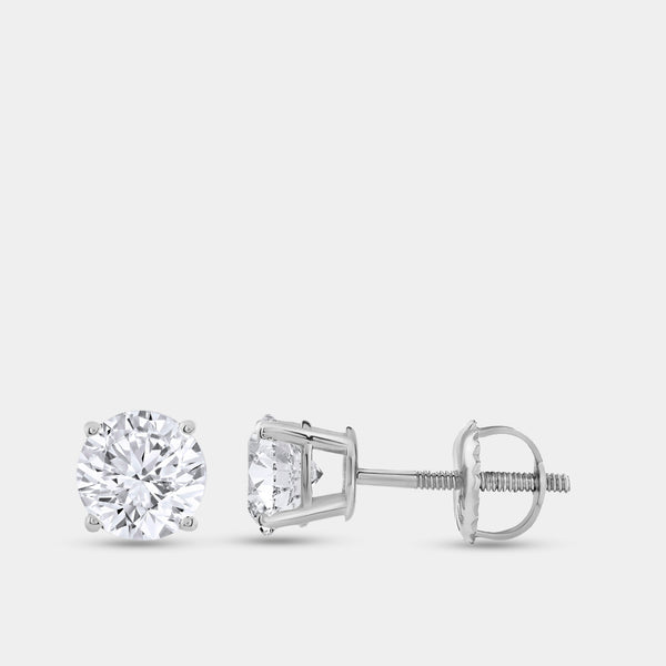 1 and 1/4 Carat Lab-Grown Diamond Round-Shaped Classic Solitaire Studs — GILDED New York
