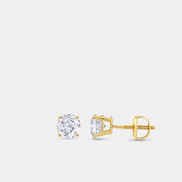 1 and 1/4 Carat Lab-Grown Diamond Round-Shaped Classic Solitaire Studs — GILDED New York