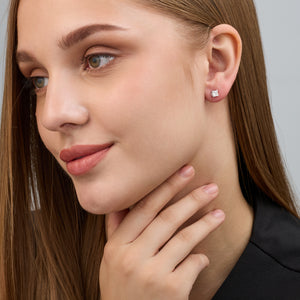 Gilded 1 Carat Lab-Grown Diamond Princess-Cut Classic Solitaire Studs