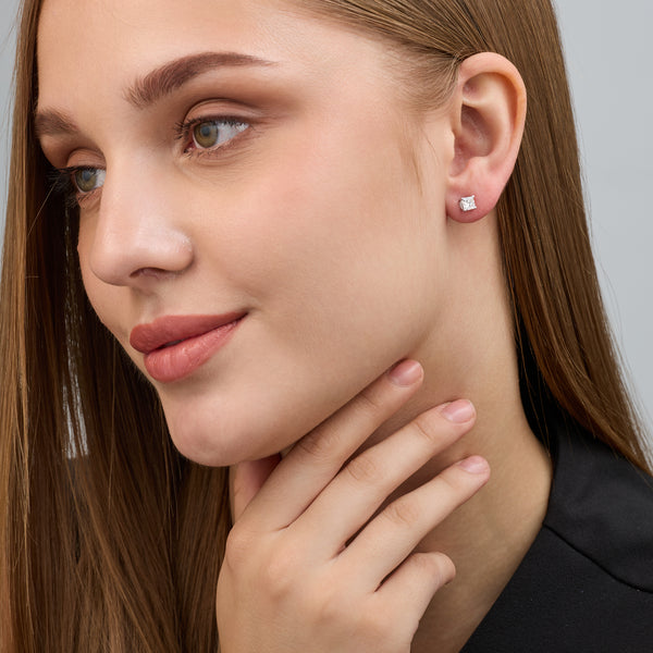 1 Carat Lab-Grown Diamond Princess-Cut Classic Solitaire Studs — GILDED New York