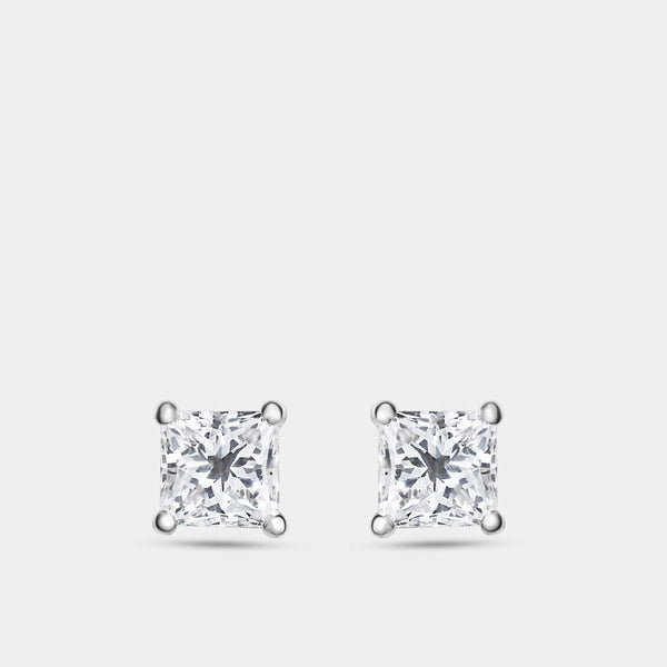 1 Carat Lab-Grown Diamond Princess-Cut Classic Solitaire Studs — GILDED New York