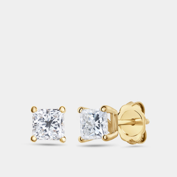 1 Carat Lab-Grown Diamond Princess-Cut Classic Solitaire Studs — GILDED New York
