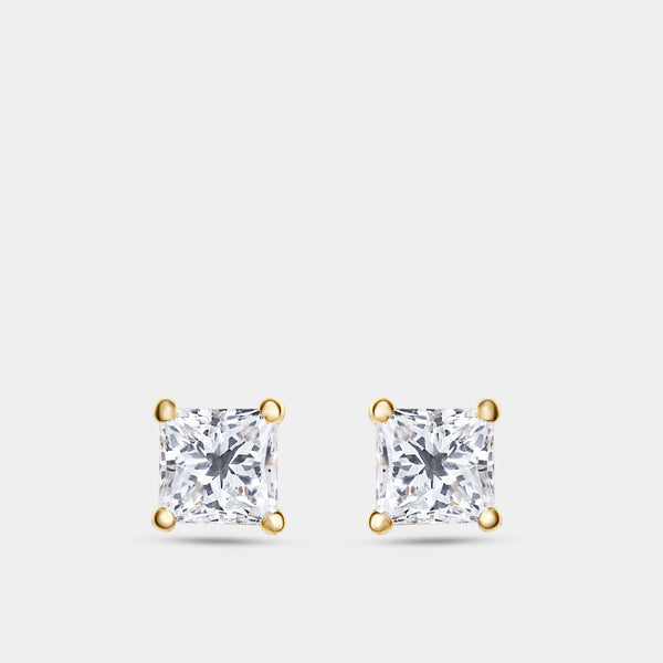 1 Carat Lab-Grown Diamond Princess-Cut Classic Solitaire Studs — GILDED New York