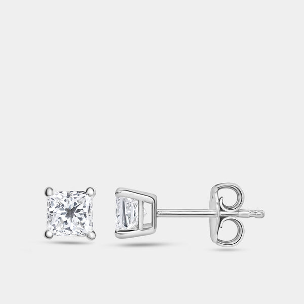1 Carat Lab-Grown Diamond Princess-Cut Classic Solitaire Studs — GILDED New York
