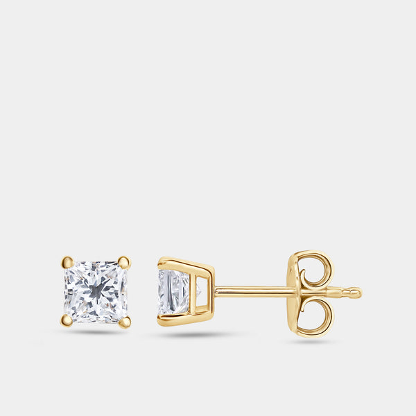 1 Carat Lab-Grown Diamond Princess-Cut Classic Solitaire Studs — GILDED New York