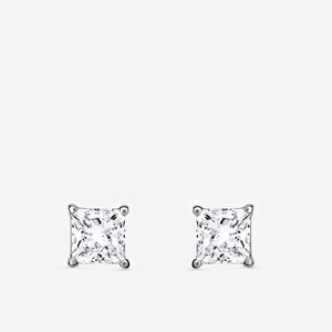 Gilded 1 and 1/2 Carat Lab-Grown Diamond Princess-Cut Classic Solitaire Studs