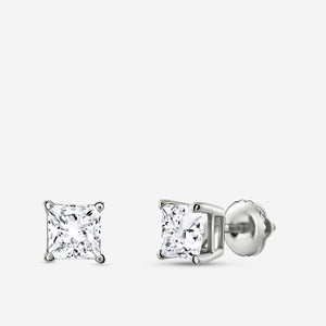 Gilded 1 and 1/2 Carat Lab-Grown Diamond Princess-Cut Classic Solitaire Studs