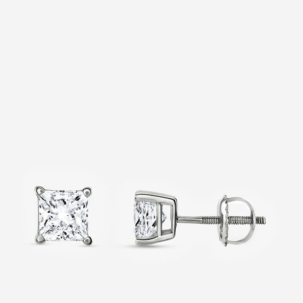 Gilded 1 and 1/2 Carat Lab-Grown Diamond Princess-Cut Classic Solitaire Studs