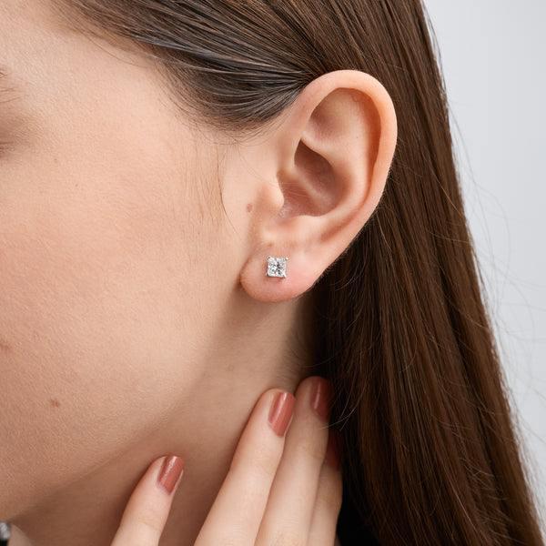 1 and 1/2 Carat Lab-Grown Diamond Princess-Cut Classic Solitaire Studs — GILDED New York