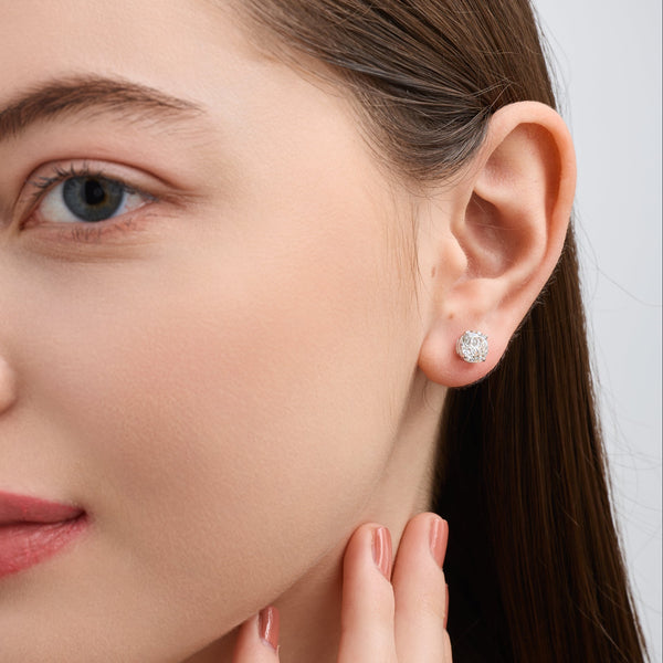 4 Carat Lab-Grown Diamond Round-Shaped Special Classic Solitaire Studs — GILDED New York