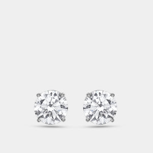 Gilded 3 Carat Lab-Grown Diamond Round-Shaped Classic Solitaire Studs