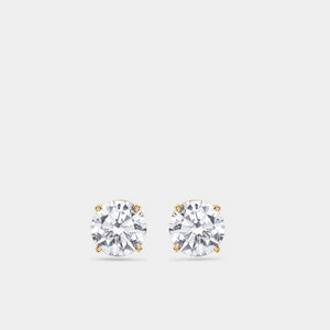 Gilded 3 Carat Lab-Grown Diamond Round-Shaped Classic Solitaire Studs