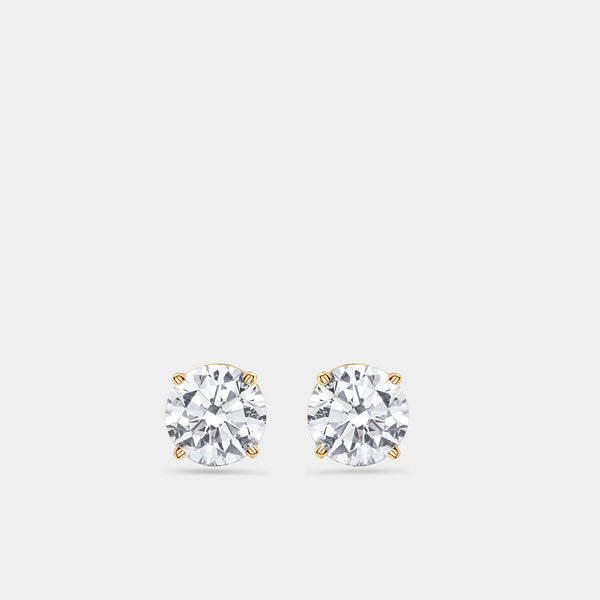 3 Carat Lab-Grown Diamond Round-Shaped Classic Solitaire Studs — GILDED New York