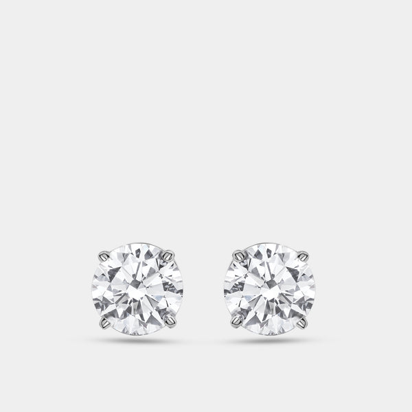 3 Carat Lab-Grown Diamond Round-Shaped Classic Solitaire Studs — GILDED New York