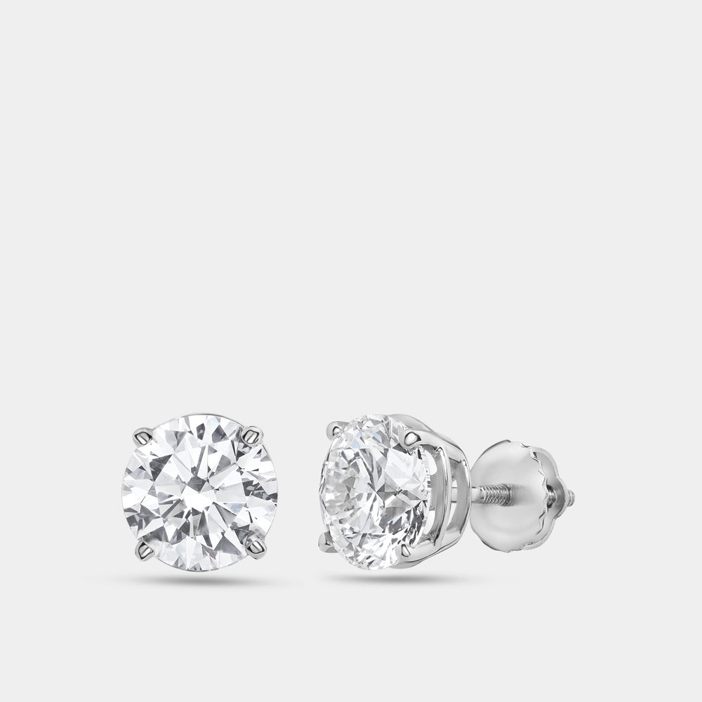 Gilded 3 Carat Lab-Grown Diamond Round-Shaped Classic Solitaire Studs
