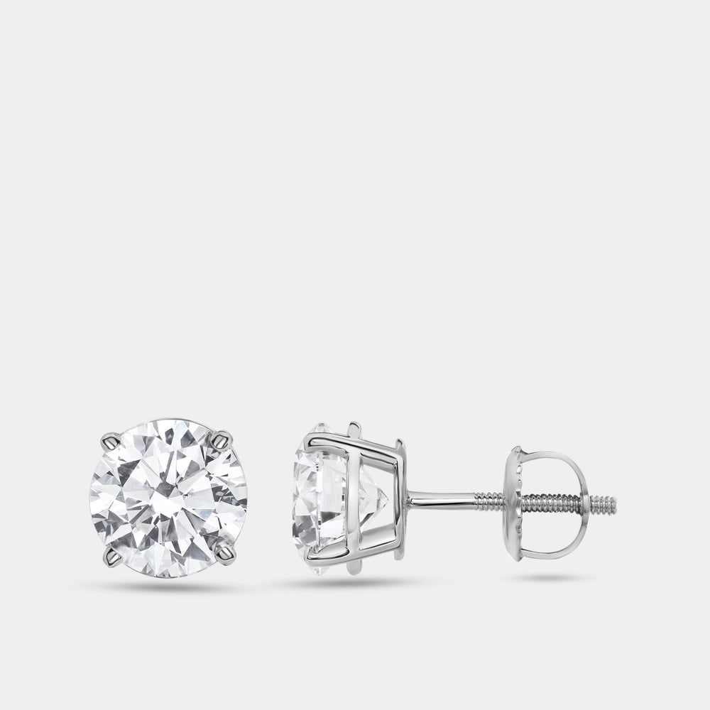 Gilded 3 Carat Lab-Grown Diamond Round-Shaped Classic Solitaire Studs