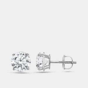 Gilded 4 Carat Lab-Grown Diamond Round-Shaped Special Classic Solitaire Studs