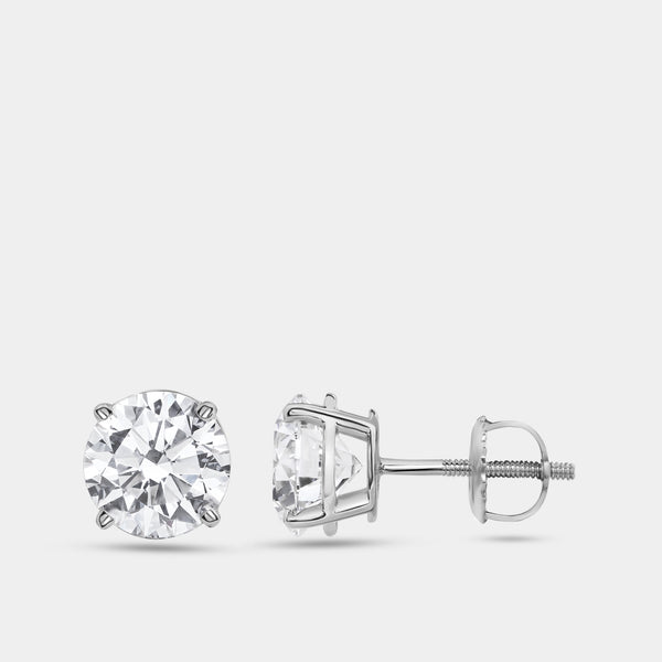 4 Carat Lab-Grown Diamond Round-Shaped Special Classic Solitaire Studs — GILDED New York