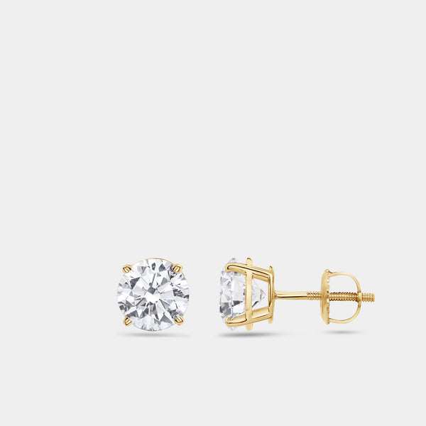 3 Carat Lab-Grown Diamond Round-Shaped Classic Solitaire Studs — GILDED New York