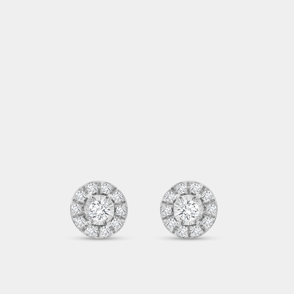 Gilded 1/2 Carat Lab-Grown Diamond Round-Shaped Stud Plus in an Illusion-Plate Setting