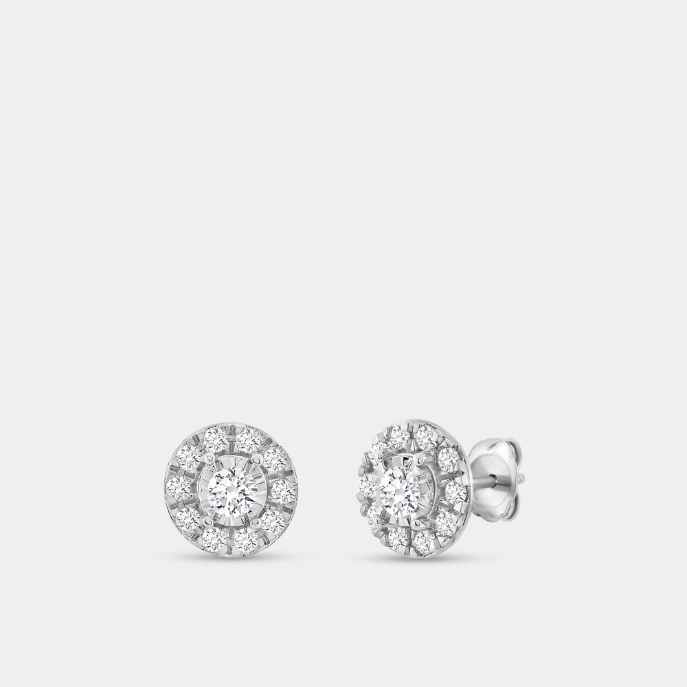 Gilded 1/2 Carat Lab-Grown Diamond Round-Shaped Stud Plus in an Illusion-Plate Setting