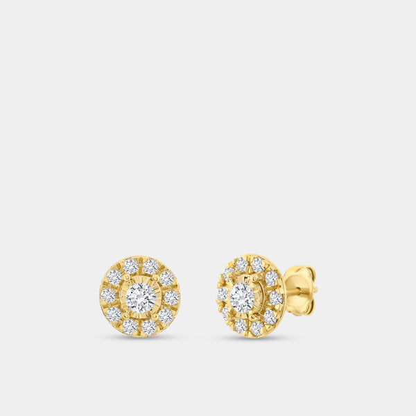 Gilded 1/2 Carat Lab-Grown Diamond Round-Shaped Stud Plus in an Illusion-Plate Setting