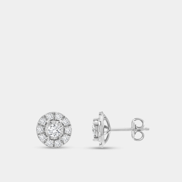 Gilded 1/2 Carat Lab-Grown Diamond Round-Shaped Stud Plus in an Illusion-Plate Setting