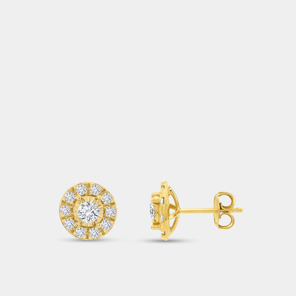 Gilded 1/2 Carat Lab-Grown Diamond Round-Shaped Stud Plus in an Illusion-Plate Setting