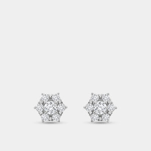 Gilded 3/4 Carat Lab-Grown Diamond Round-Shaped Stud Plus with a Floral Halo