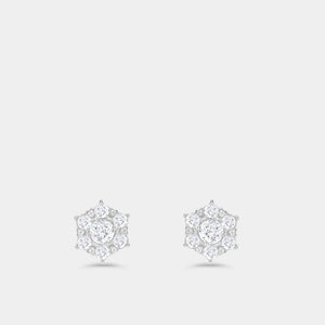 Gilded 1 Carat Lab-Grown Diamond Round-Shaped Stud Plus with a Floral Halo