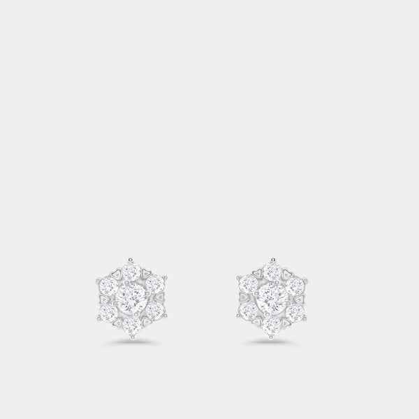 Gilded 1 Carat Lab-Grown Diamond Round-Shaped Stud Plus with a Floral Halo