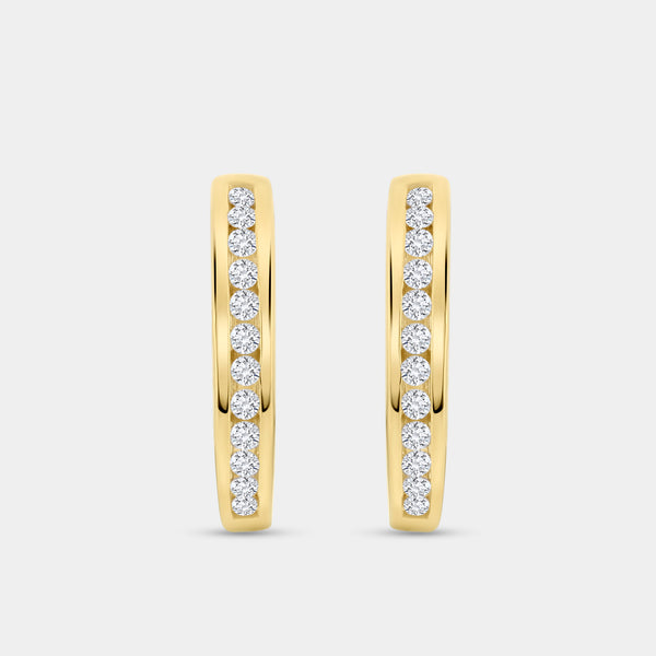 Gilded 1/4 Carat Lab-Grown Diamond Round-Shaped Channel-Set Hoops