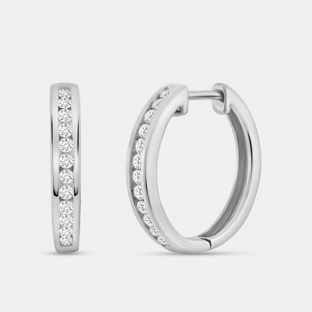 Gilded 1/4 Carat Lab-Grown Diamond Round-Shaped Channel-Set Hoops
