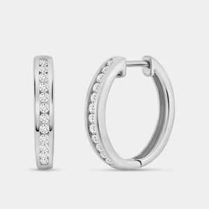 Gilded 1/4 Carat Lab-Grown Diamond Round-Shaped Channel-Set Hoops