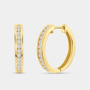 Gilded 1/4 Carat Lab-Grown Diamond Round-Shaped Channel-Set Hoops