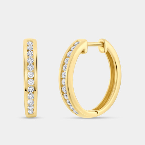 Gilded 1/4 Carat Lab-Grown Diamond Round-Shaped Channel-Set Hoops