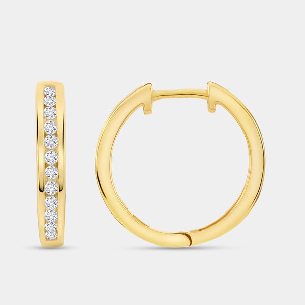 Gilded 1/4 Carat Lab-Grown Diamond Round-Shaped Channel-Set Hoops