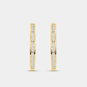 Gilded 1/2 Carat Lab-Grown Diamond Round-Shaped Channel-Set Hoops