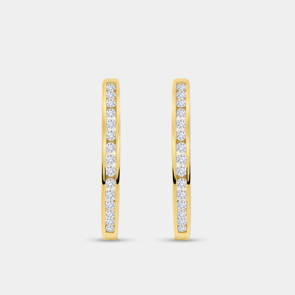 1/2 Carat Lab-Grown Diamond Round-Shaped Channel-Set Hoops — GILDED New York