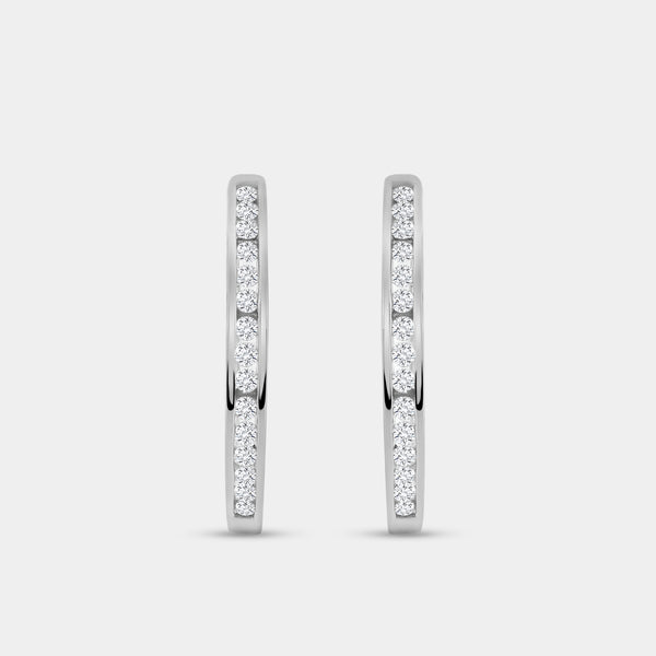 1/2 Carat Lab-Grown Diamond Round-Shaped Channel-Set Hoops — GILDED New York