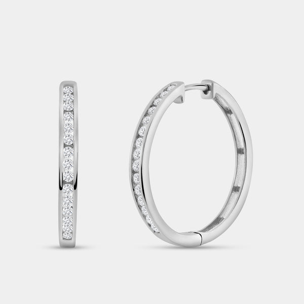 1/2 Carat Lab-Grown Diamond Round-Shaped Channel-Set Hoops — GILDED New York