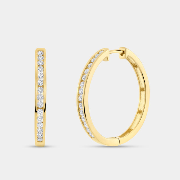 1/2 Carat Lab-Grown Diamond Round-Shaped Channel-Set Hoops — GILDED New York