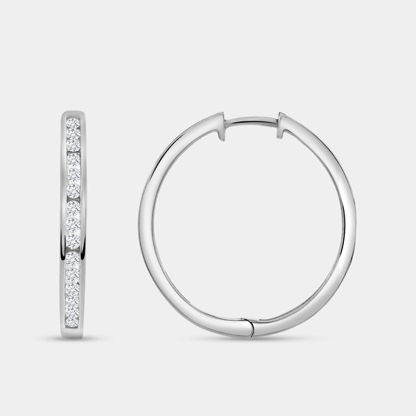 1/2 Carat Lab-Grown Diamond Round-Shaped Channel-Set Hoops — GILDED New York