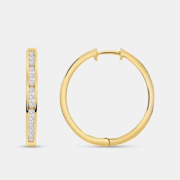 1/2 Carat Lab-Grown Diamond Round-Shaped Channel-Set Hoops — GILDED New York